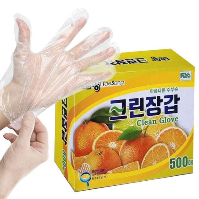 태상 크린장갑 일회용 위생장갑 500매 청결 비닐장갑 일회용품 주방용 식품용
