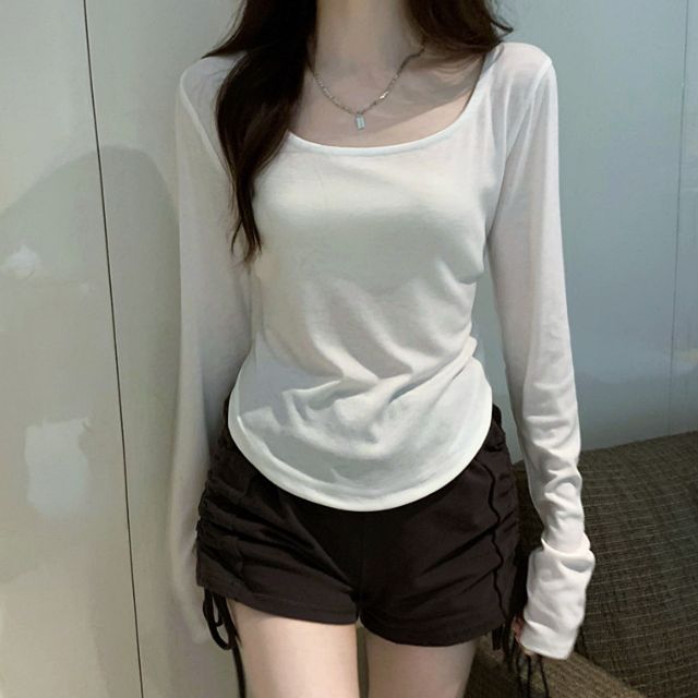 스퀘어넥 슬림 긴팔 티셔츠 DA-0017