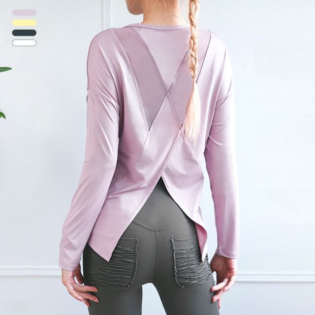 키밍 여성 긴팔 요가 운동복 슬리브 티셔츠 헬스웨어