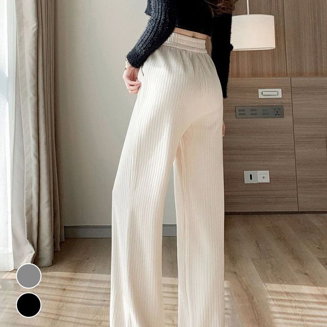 여성 투단추 골지 일자바지 URD139