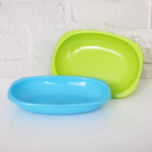 플라스틱 쟁반 파스텔 타원쟁반1호 2P 간식쟁반 디저트쟁반