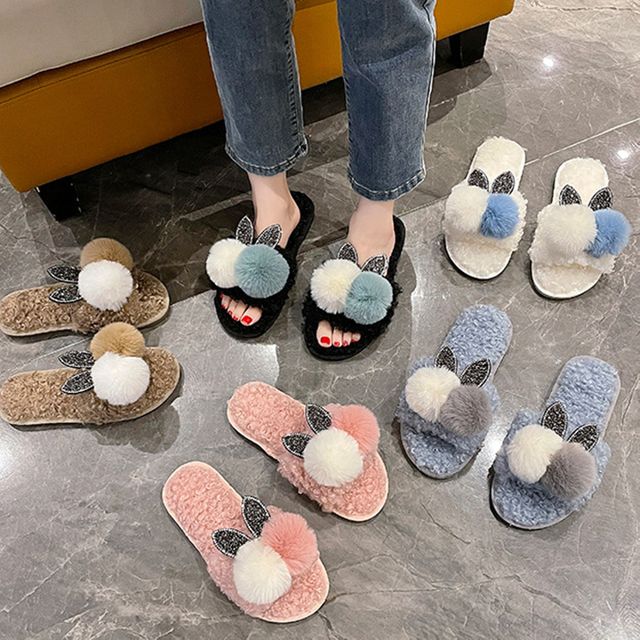 귀여운 털슬리퍼 토끼 거실화 실내화 여성 사무실