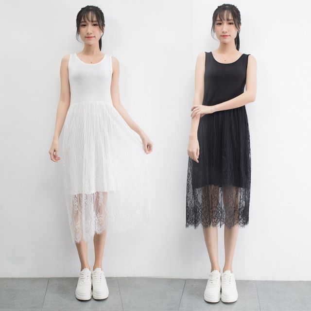 민소매 레이어드 레이스 원피스 ELC-9032