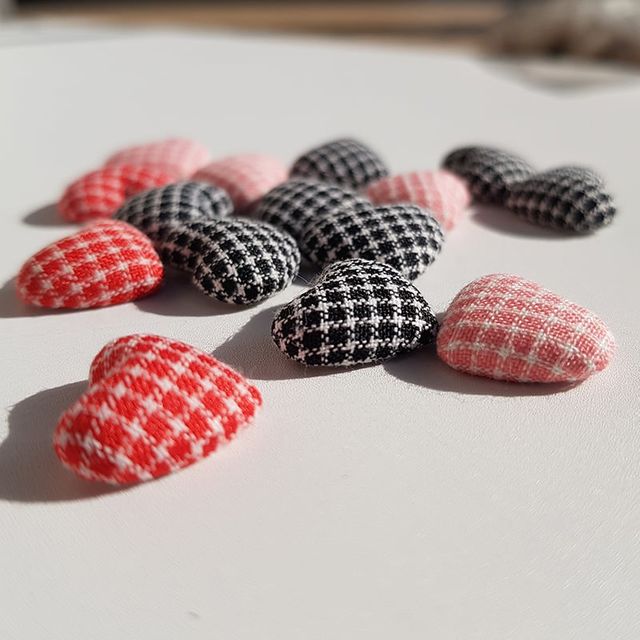 장식 부자재 하트 단추 20p 체크 싸개단추 수예용품