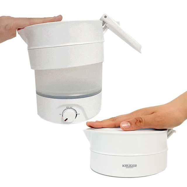 크루거0613 캠핑 여행용 접이식 전기포트 0.8L 접는 전기주전자 미니 폴딩포트