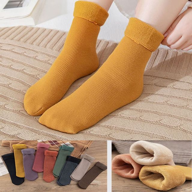 키밍 따뜻한 겨울 보온 무지 양말 장목 여성용 9컬러 방한 기모 양말
