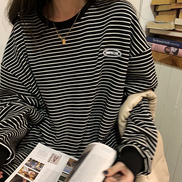 스트라이프 패치 티셔츠 DA-0008