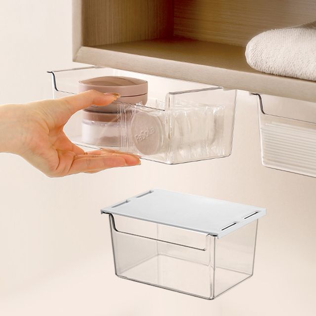 장만A775 투명 아크릴 서랍 수납함 소형 책상 싱크대 욕실수납 화장대 가구부착