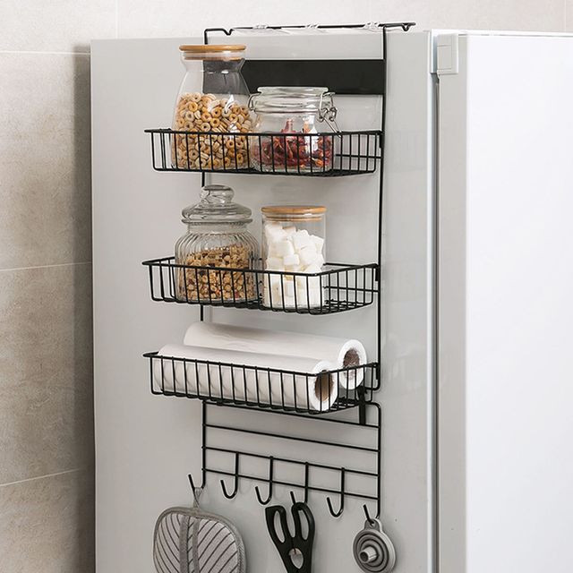 냉장고 현관문 무타공 부착 다용도 정리정돈 수납선반