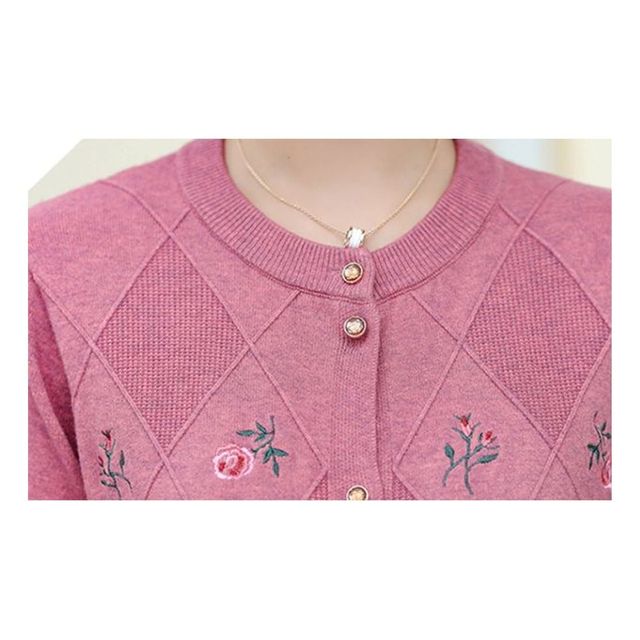 여성 플라워 루즈핏 니트 가디건 스웨터 코트