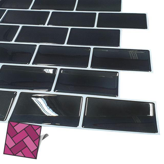 월타일스티커 058 큰검정 벽돌 DIY 타일시트지