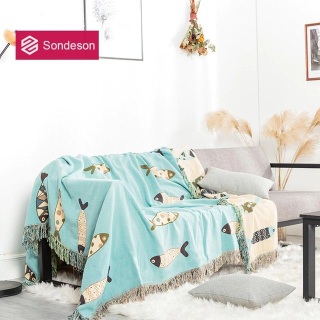 [해외] Sondeson-패션 코튼 주름 장식 태슬 담요 시트 침대