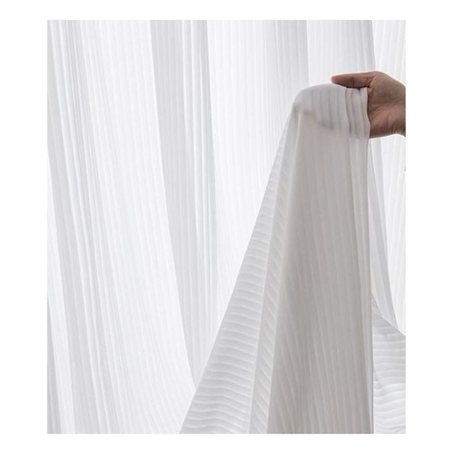 화이트 쉬폰 거실커튼 핀형 나비주름 카페 호텔 인테리어