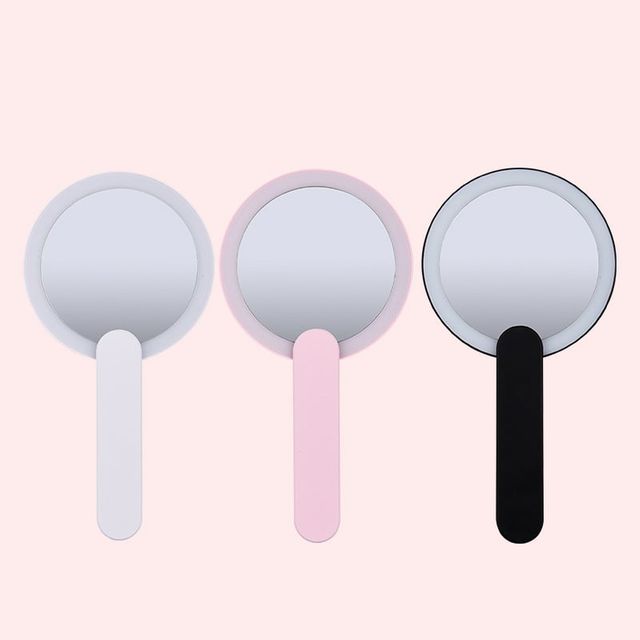 LED 화장 휴대거울 메이크업 손거울 손잡이 조명거울