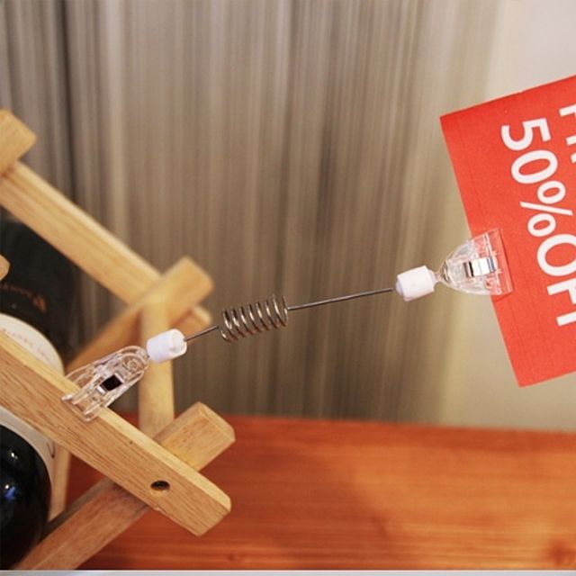 [ 집게소형 스프링줄 반달집게 쇼클립 10개 ] POP 팝업 메모클립 전시장 상품표시 알림표시 명함꽂이 고정집게 메모집게 메모홀더