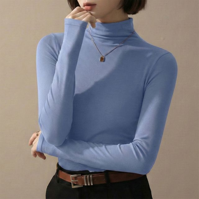 스판 슬림핏 하프넥 티셔츠 FLS-1005667