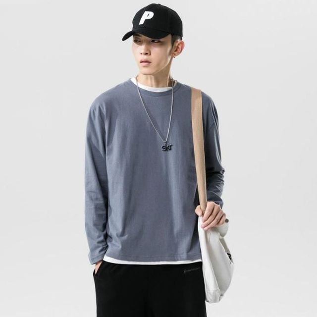 무지 면맨투맨 커플 긴팔티셔츠 오버핏 남녀공용