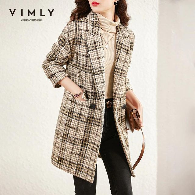 [해외] 여성을위한 VIMLY 롱 자켓 2021 겨울 따뜻한 모직 코