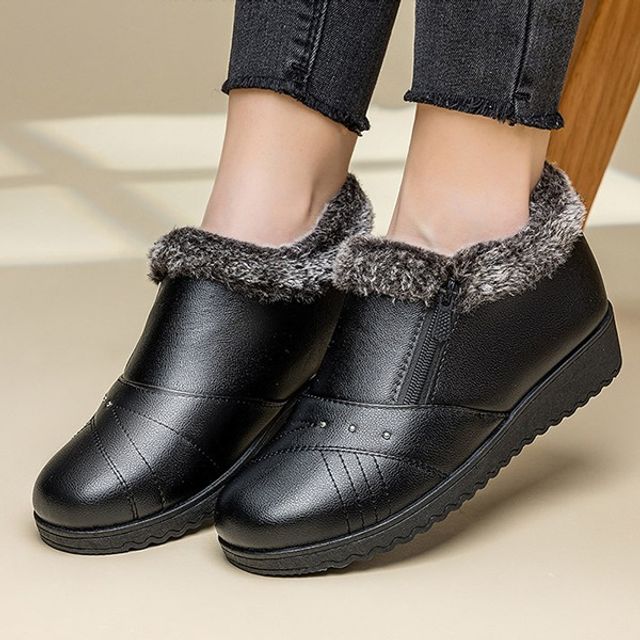 여성용 베이직 털안감 방한 로퍼 겨울 발목부츠