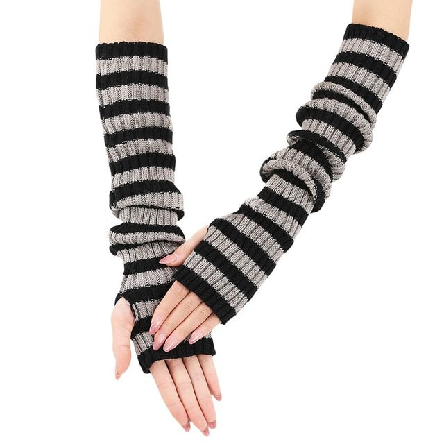 롱 장갑 핸드 워머 니트 롱토시 팔토시 스트라이프 암워머