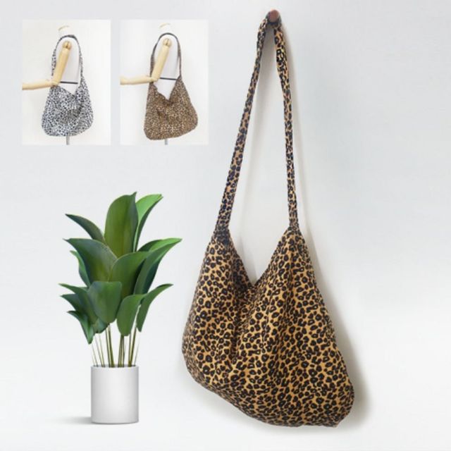 키밍 호피 패턴 에코백 크로스백 다용도 캔버스 가방