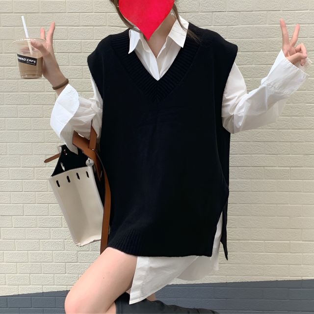 캐시울 박시핏 니트 조끼 JSD-1004450