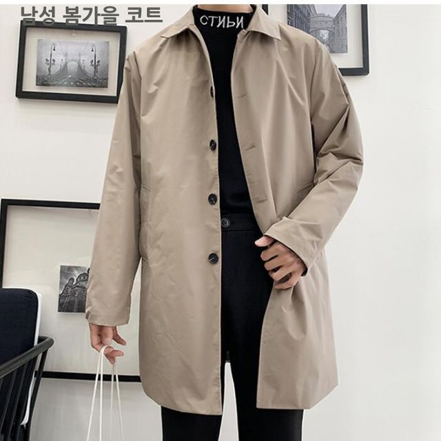[해외] 남성 봄가을 미디기장 코트 롱자켓 신사복