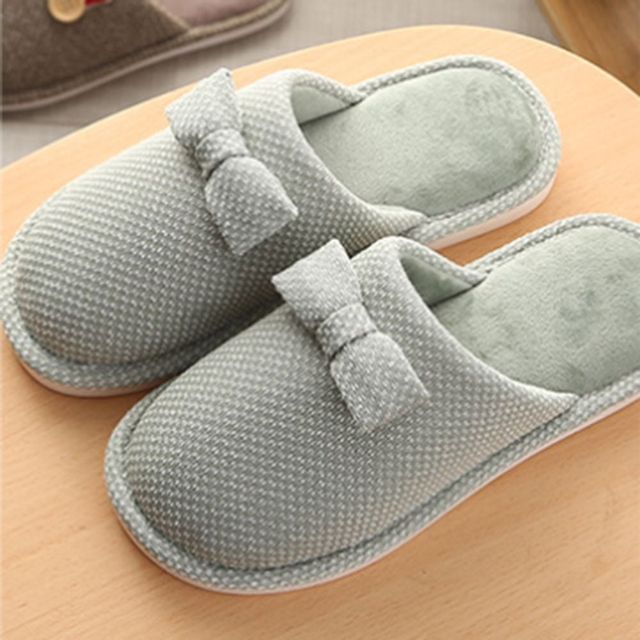 리본 쿠션 털슬리퍼 실내화 커플용 사무실 슬리퍼