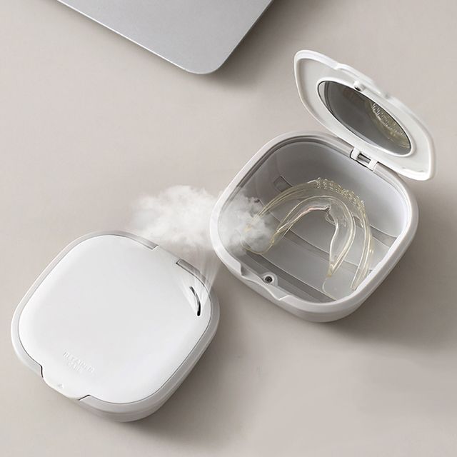 장만A782 휴대용 틀니 의치 마우스피스 보관함 케이스 미니거울 보관통 보관대