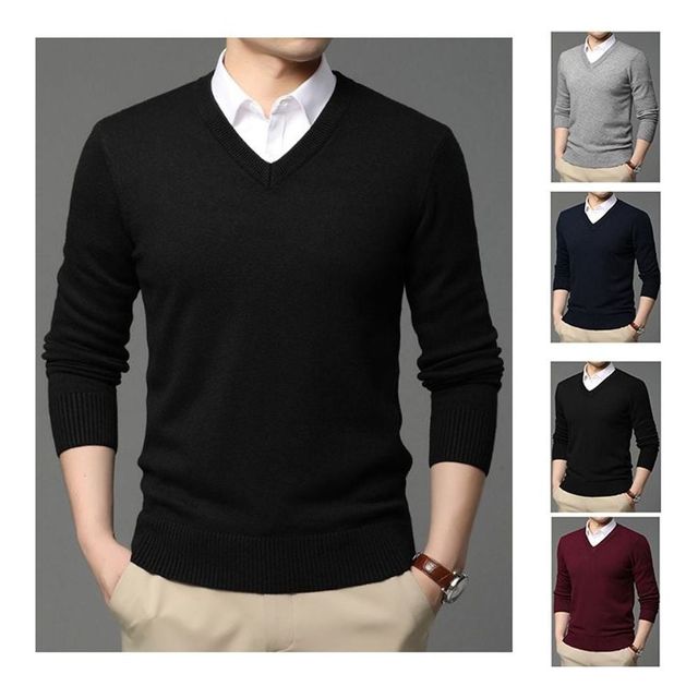 키밍 남자 브이넥 니트 긴팔 스웨터 오버핏 4컬러 선택 가능