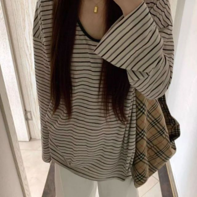 루즈핏 스트라이프 긴팔티셔츠 JSC-1004968