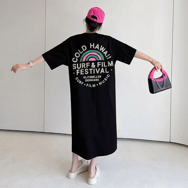 하와이 오버핏 반팔 원피스 LM-0347