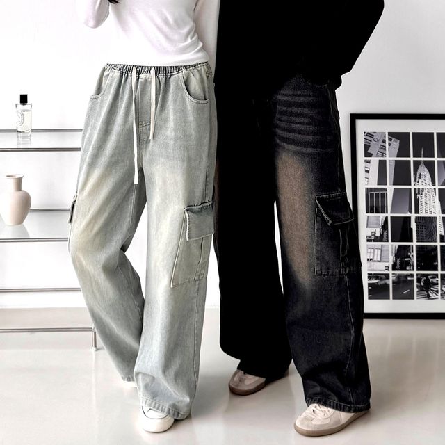 피센 남녀공용 머드워싱 카고데님 와이드 SD-1004500