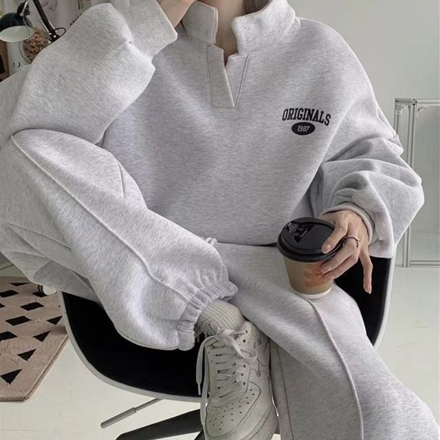 카라 오버핏 루즈핏 밴딩 투피스 트레이닝 상하세트