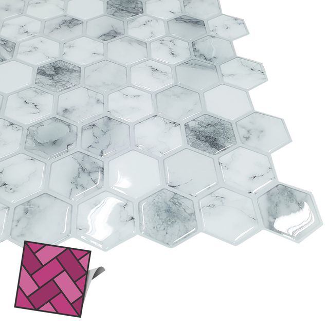 월타일스티커 516 육각 회색벌집 데코스티커타일