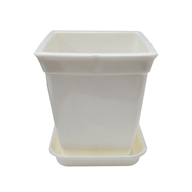 정사각 백색 화분 도자기느낌 플라스틱화분 5호