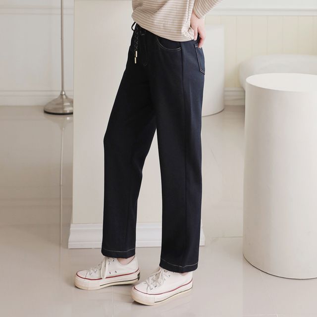 그앨린 허리밴딩 소프트진 일자바지 SD-1003657