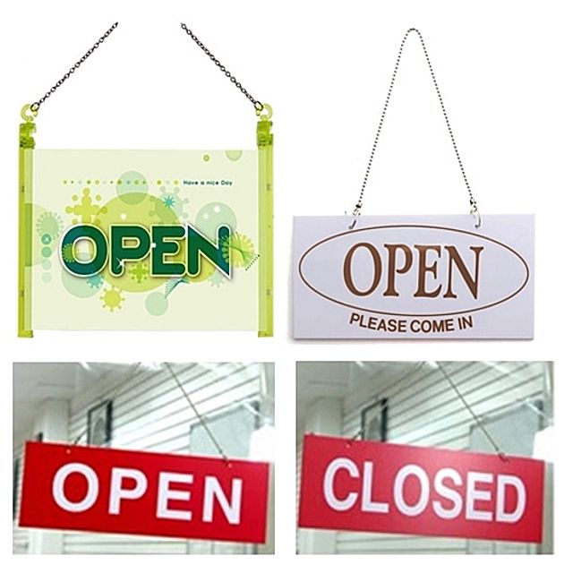 [ 보급형 오픈 클로즈 양면걸이판 ] 오픈 클로즈 양면판 양면표지판 양면걸이판 영업중 휴일 표시판 안내판 오픈걸이