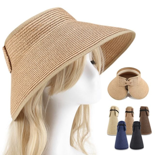 밀짚리본 돌돌이 빅챙 썬캡 EL-1007159