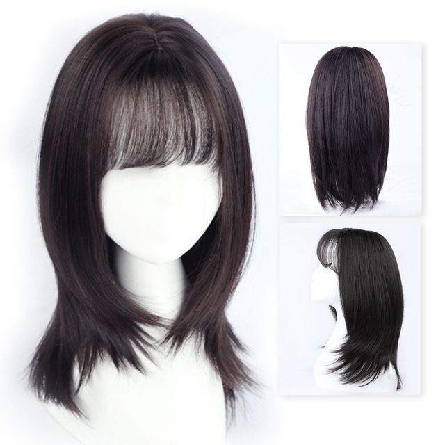 중단발 자연스러운 데일리 통가발 여자가발 긴머리가발