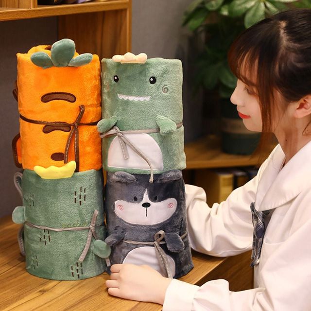 부드러운 극세사 무릎담요 캐릭터 블랭킷 사무실 낮잠용