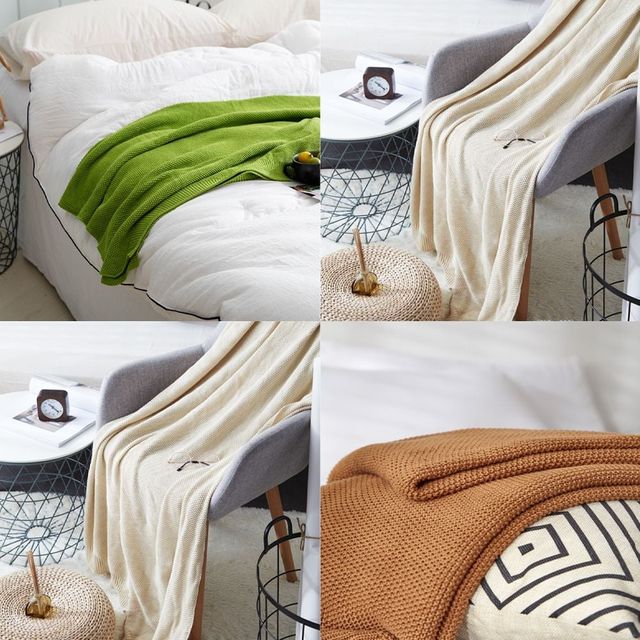 부드러운 니트 무릎 담요 사무실 캠핑용 휴대용 블랭킷