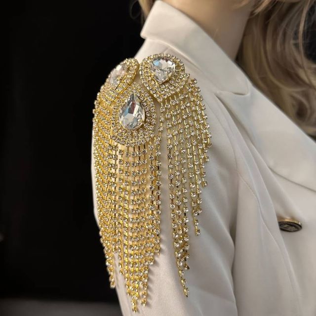 무대의상 어깨 장식 보석 브로치 2p DIY 태슬 리품 악세사리