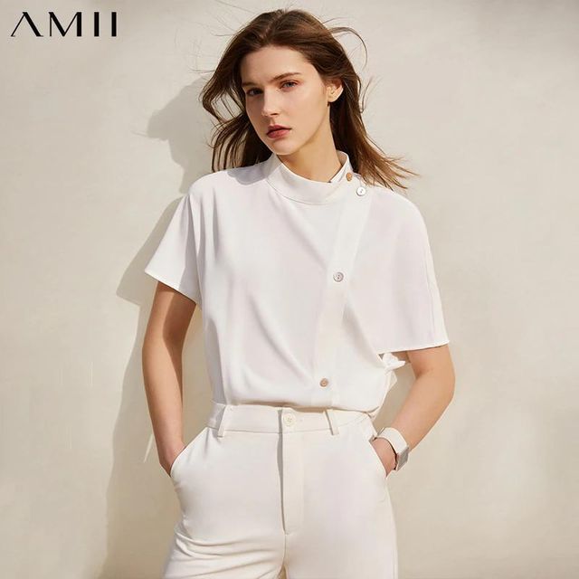 [해외] Amii 미니멀리즘 여름 새로운 셔츠 여성용 패션 솔리