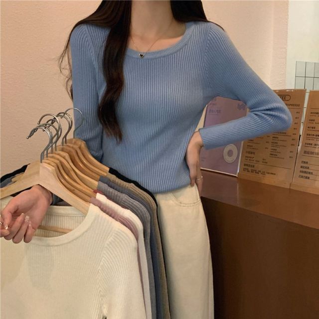 데일리 블랑 골지 라운드 니트 SWC-1005268