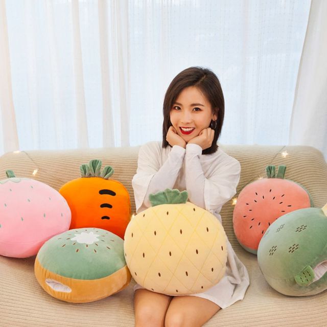 과일 디자인 쿠션 무릎담요 사무실 캠핑 인테리어