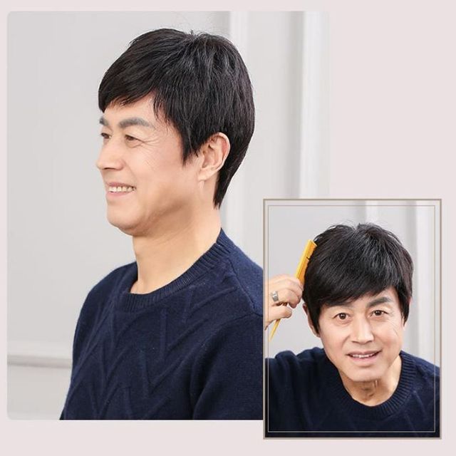 자연스러운 중년 남자가발 전체가발 통가발 스타일링용