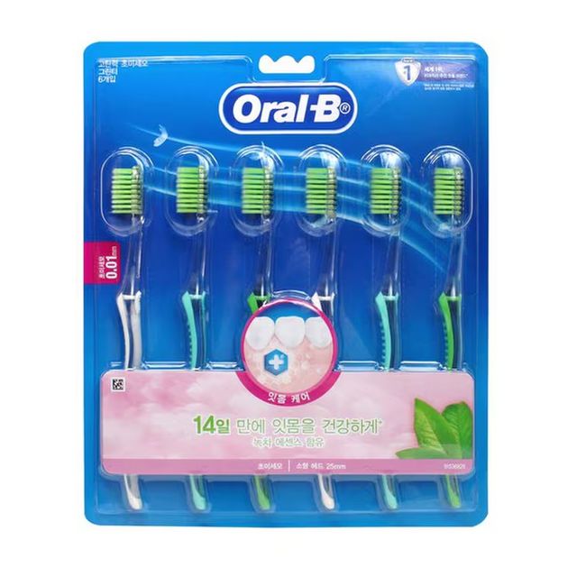 오랄비 코탄력 초미세모 그린티 녹차 칫솔 치솔 6개