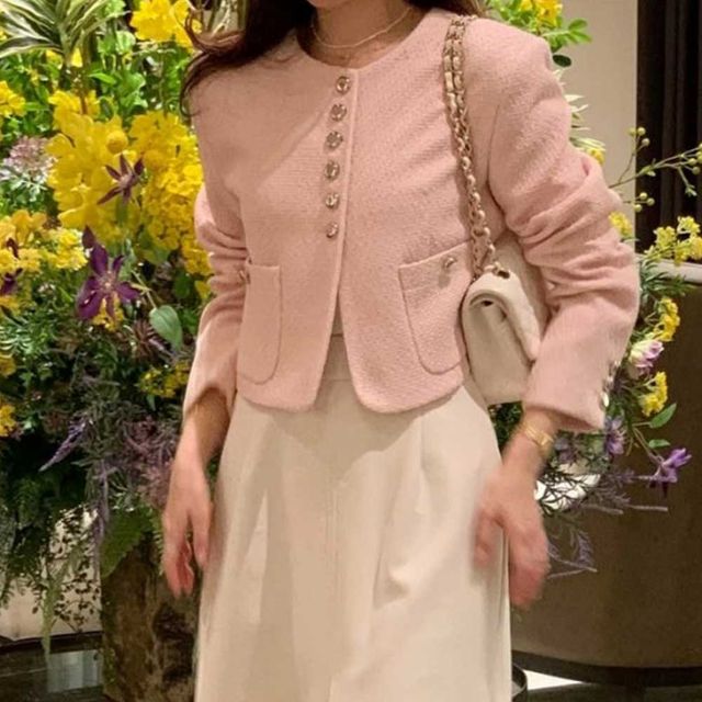 광버튼 포인트 트위드 자켓 TD-1004992