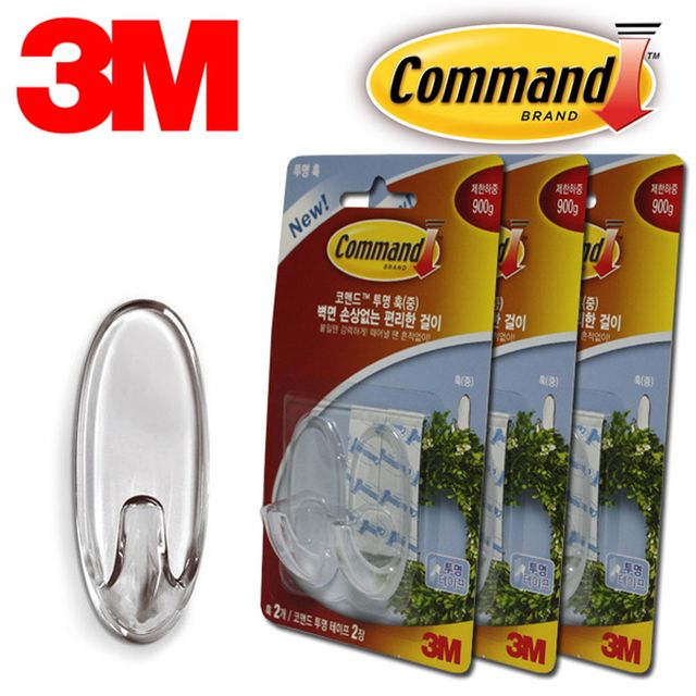 3M 벽면무손상 후크 타원 투명훅 6P 후크